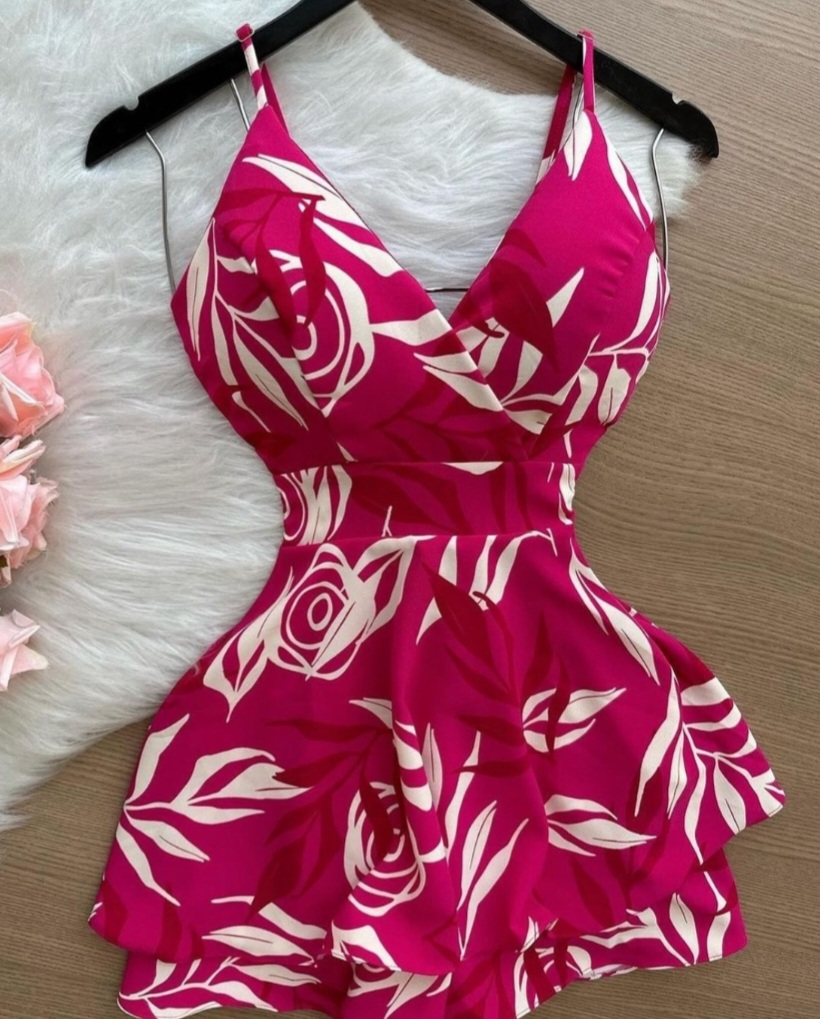 Macaquinho Vestido Flores 